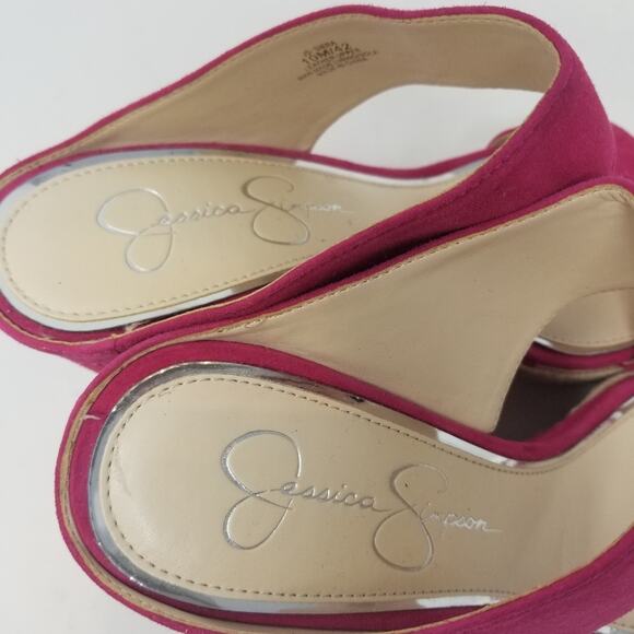 Jessica Simpson New Pink Suede Leather Wedges NWT Size 10 - Picture 6 of 10